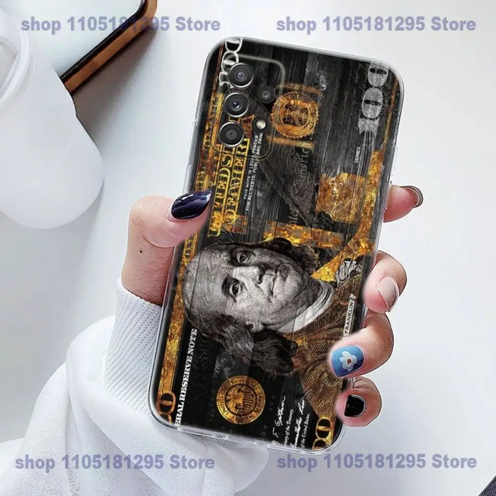 حافظة هاتف فنية ذهبية نقود من السيليكون لهاتف سامسونج S23,21,22,20 FE lite,S10,9,PIus,A70,ناع شفاف