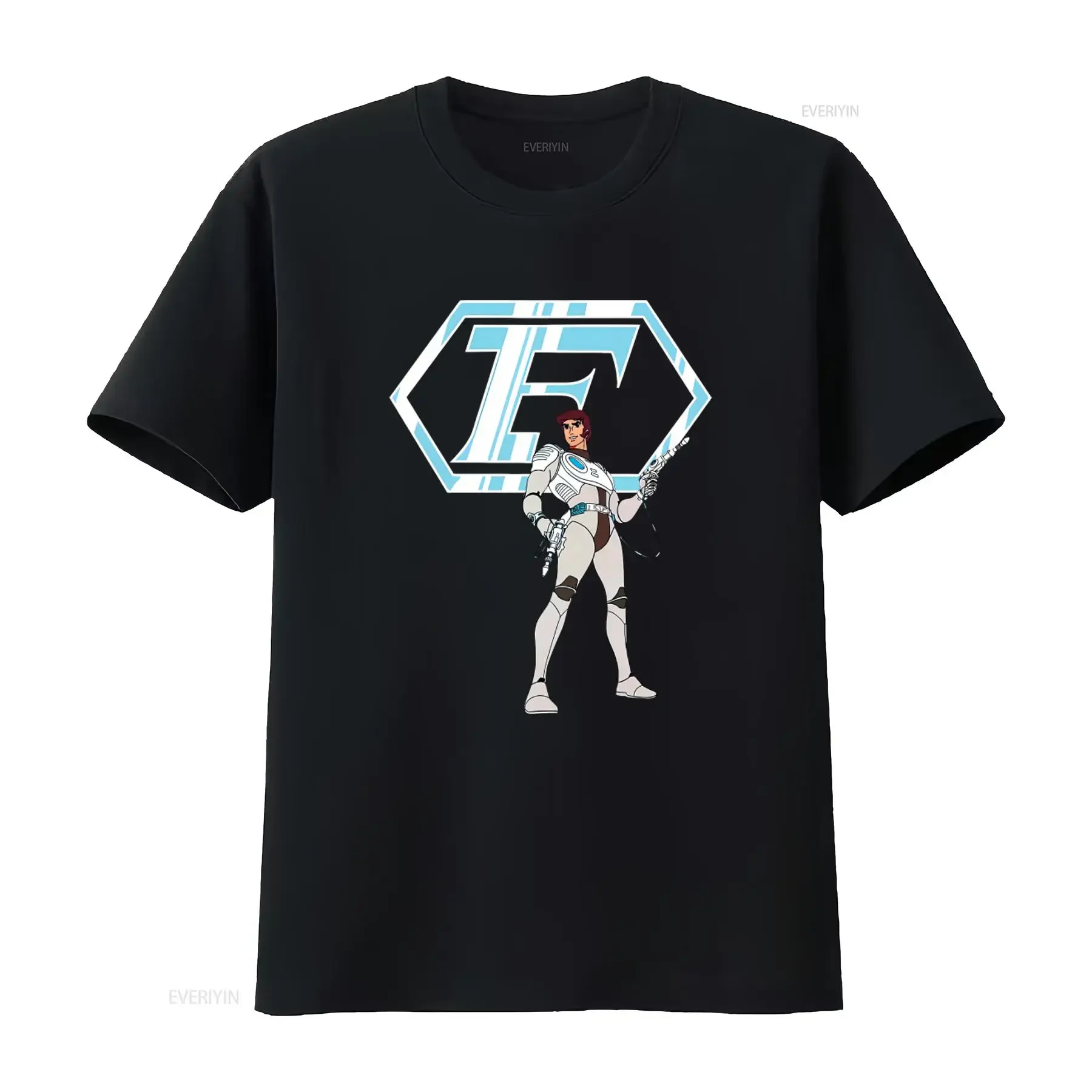 Capitaine Flam Captain Future T-Shirt im Retro-Sci-Fi-Design für Herren, Vintage-Stil, gewaschen, atmungsaktiv, dehnbar, für Herren