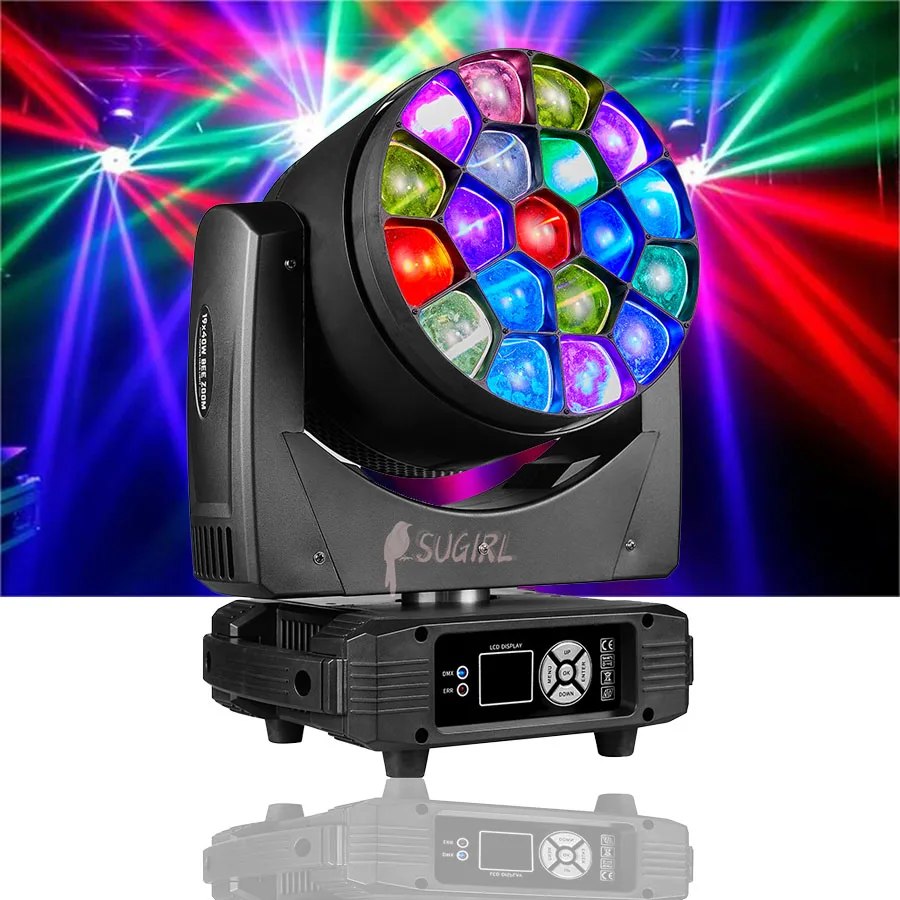 Éclairage à tête mobile avec faisceau LED et lavage, grands yeux d'abeille, 19x40W RGBW Zoom, équipement pour effet de scène DJ Chang, 6 pièces, 3 caisses de vol, 0 taxe