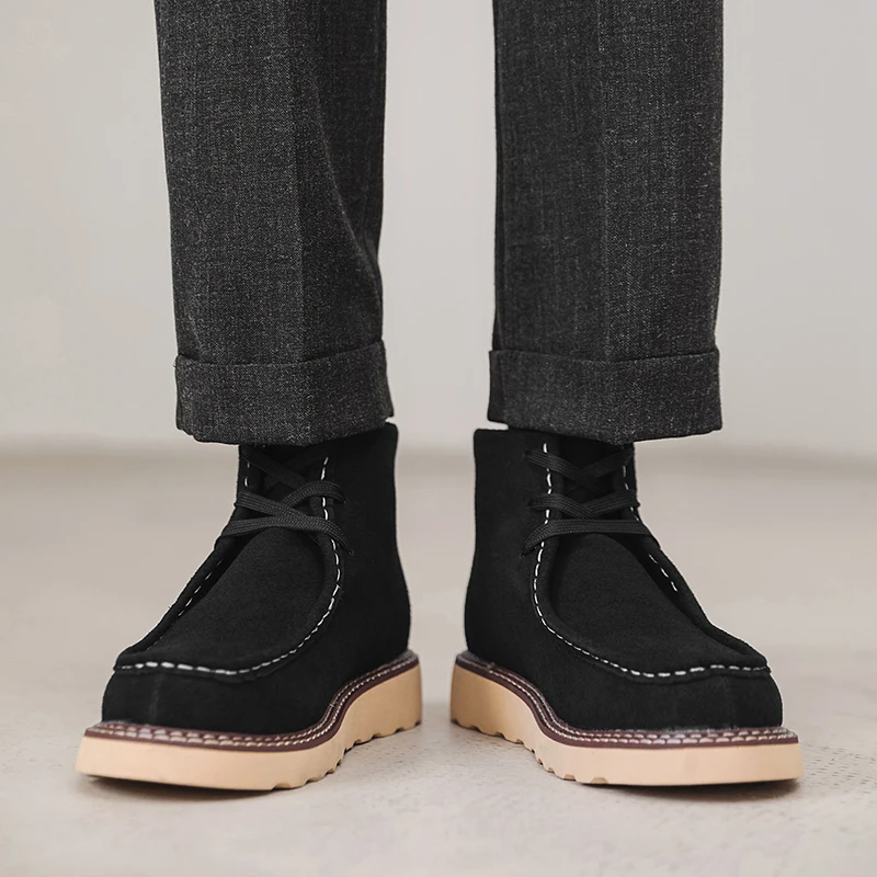 الرجال حذاء من الجلد الرجعية الجلد المدبوغ الأدوات غير رسمية الأحذية قصيرة التمهيد الدانتيل أكسفورد التمهيد عدم الانزلاق منصة الأحذية أحذية الأعمال الكلاسيكية