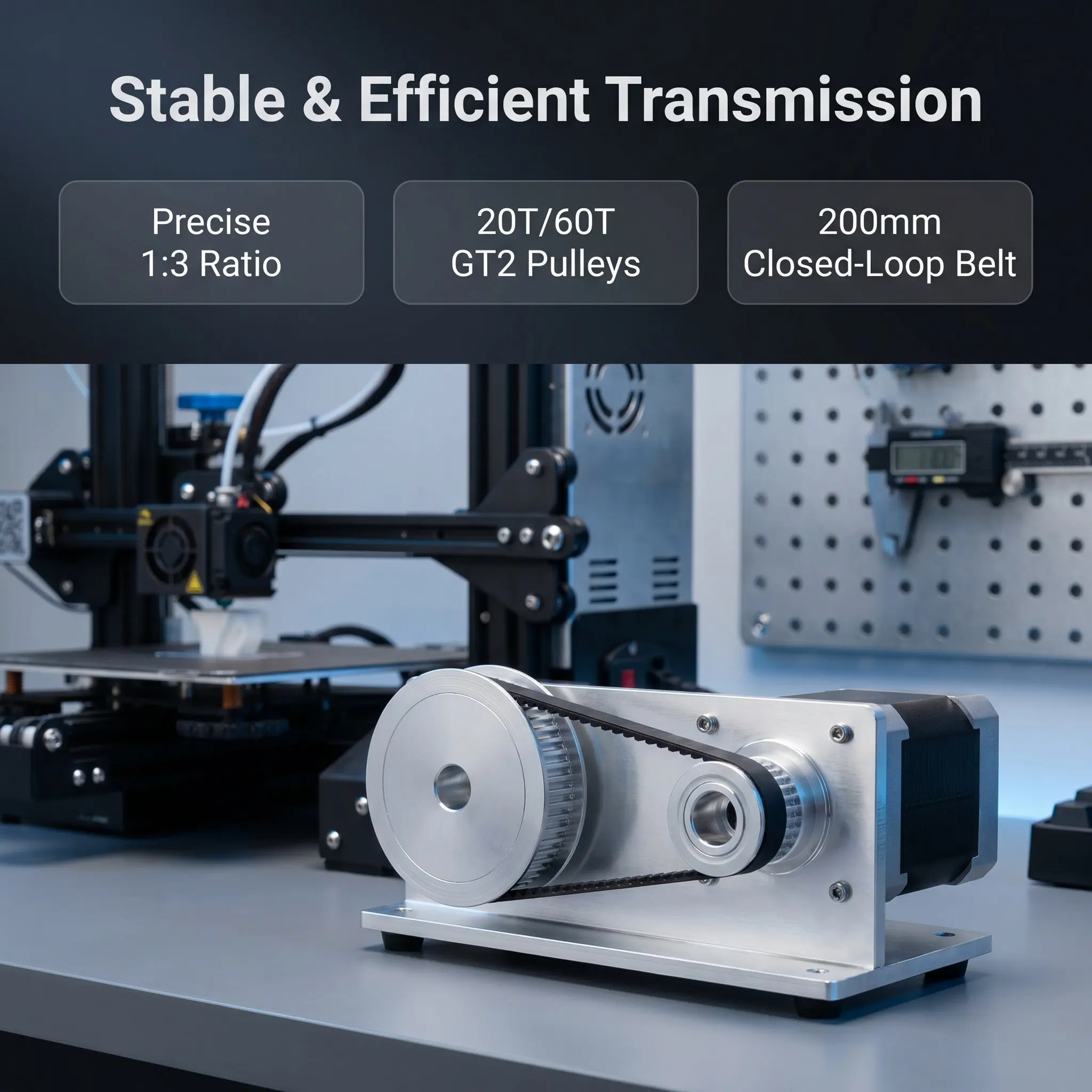 2Pcs Synchronous Wheel 2Gt 20 60 Teeth 1:3 Reduction Metal Timing Pulley Kit Stable Cnc 3D Printer Upgrade Timing