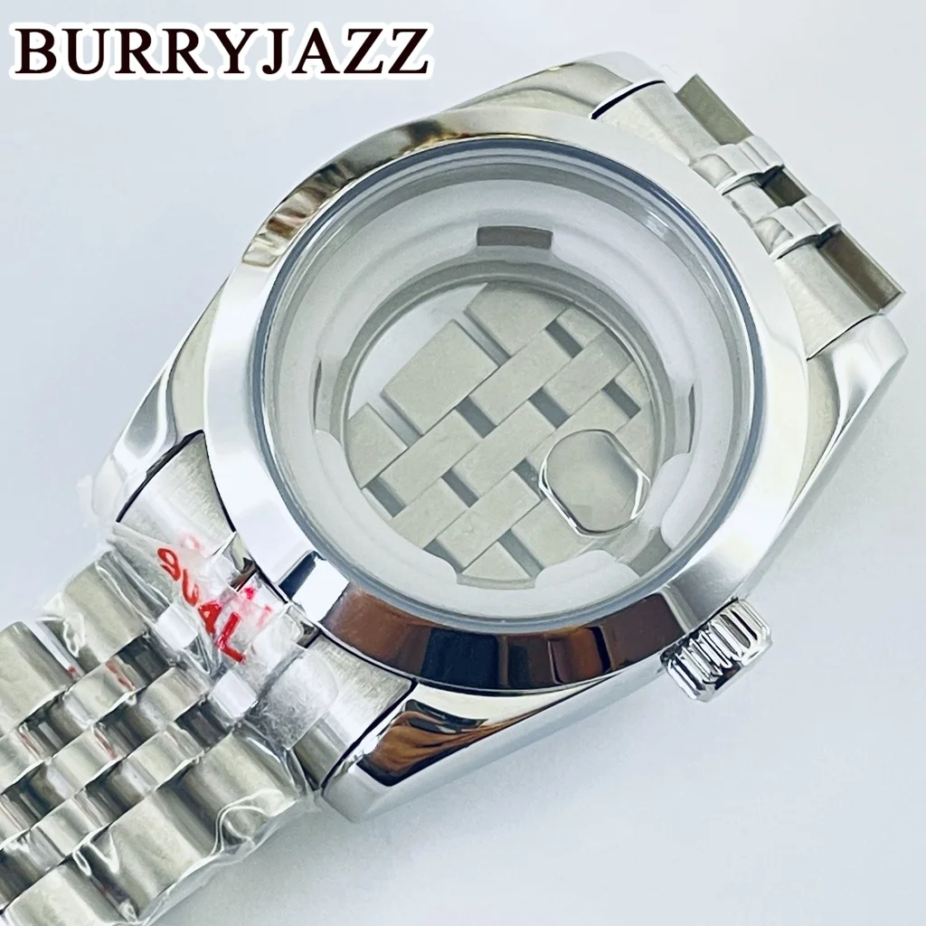 BURRYJAZZ 31mm NH05 NH06 Watch Case Silver Rose Gold Stainless Steel Case With Sapphire Crysta Waterproof