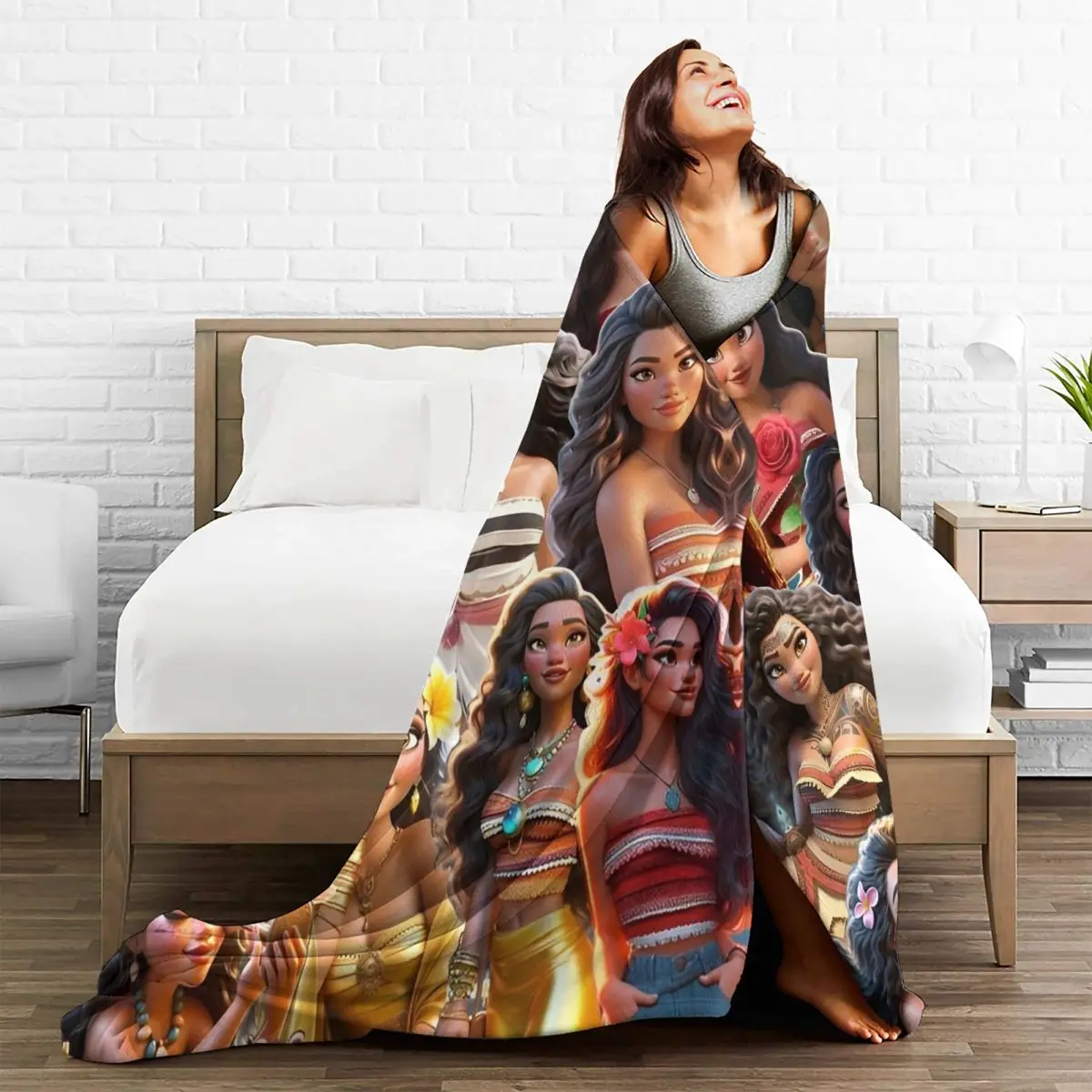 Anime Moana Printed Blanket 3D Printing Camping Flannel Throw Blanket For Bedroom Warm Soft Custom Quality Bedspread Gift Idea