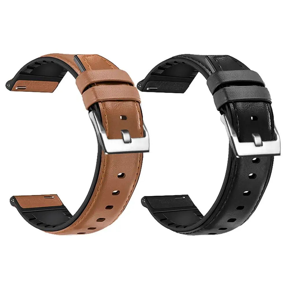 22mm Watchband Replacement Strap Leather Silicone Double Sided Wristband Compatible For   Watch Buds