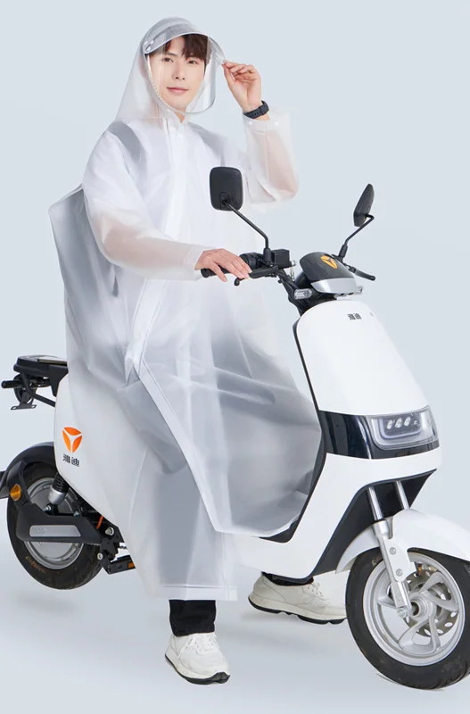 Adult Long EVA Raincoat Motorcycle Poncho Full Body Coverage Heavy Rainproof Electric Vehicle Special External Zipper Raincoat