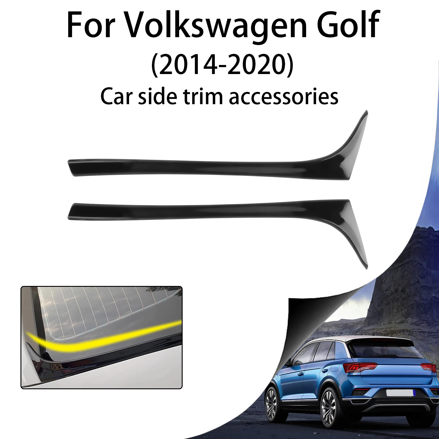 2PCS ABS Bright Black Car Rear Window Spoiler Side Wing For VW Golf 7 MK7 2014-2018 Auto Assesories