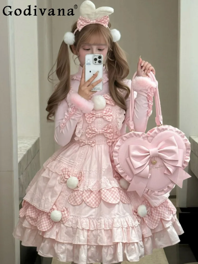 Sweet Doll Feeling Japanese Original Lolita Handbag Love Lace Cute Bow Jk Uniform Fashion Versatile Women's Shoulder Bag