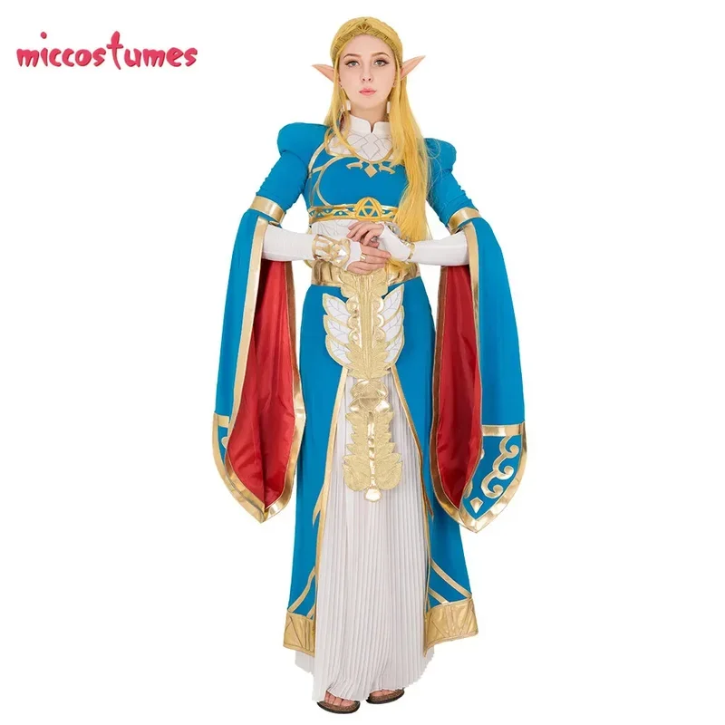 Miccostume exclusive Princess Women blue long dress gown cosplay costume