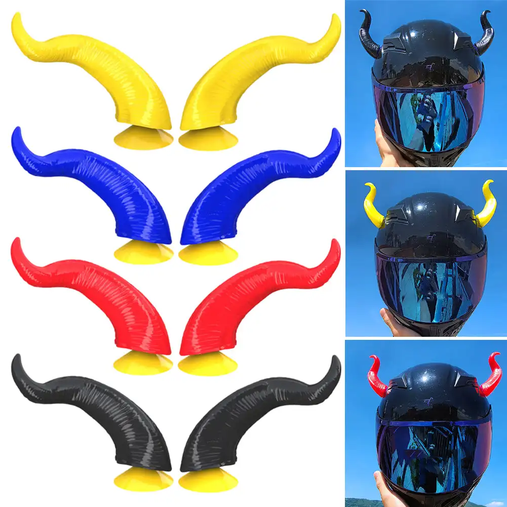 オートバイのヘルメットの装飾,悪魔の角,スタイル,オートバイのヘルメットアクセサリー,ステッカー,吸盤付き,2個