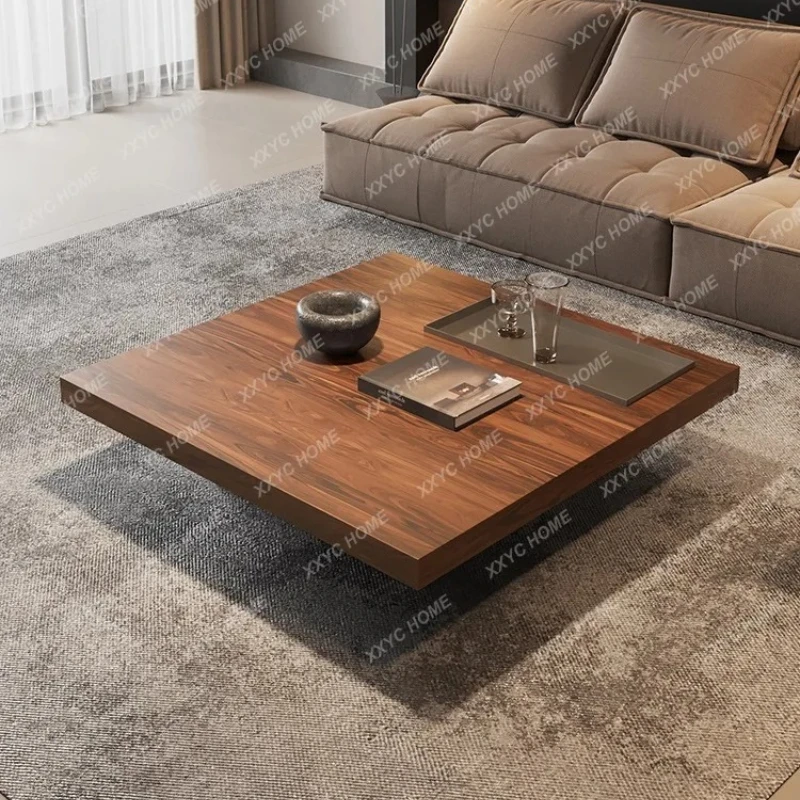 X-S  Minimalist Square Tea Table Solid Wood Simplicity Modern Walnut Color Silent Style Tea Table furniture HG