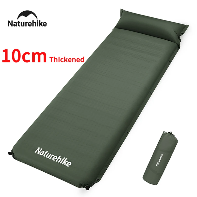 Naturehike 2024 New Camping Self Inflating Mattress 10cm Thicken Splicable Double Air Sleeping Bed Folding Hiking Air Mattress