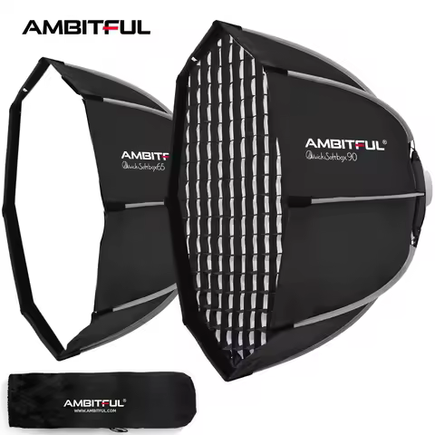 Ambitful QS65 65cm QS90 90cm Quickly Release Bowens Mount Octagon Softbox + Honeycomb Grid Outdoor Soft Box for Studio Flash