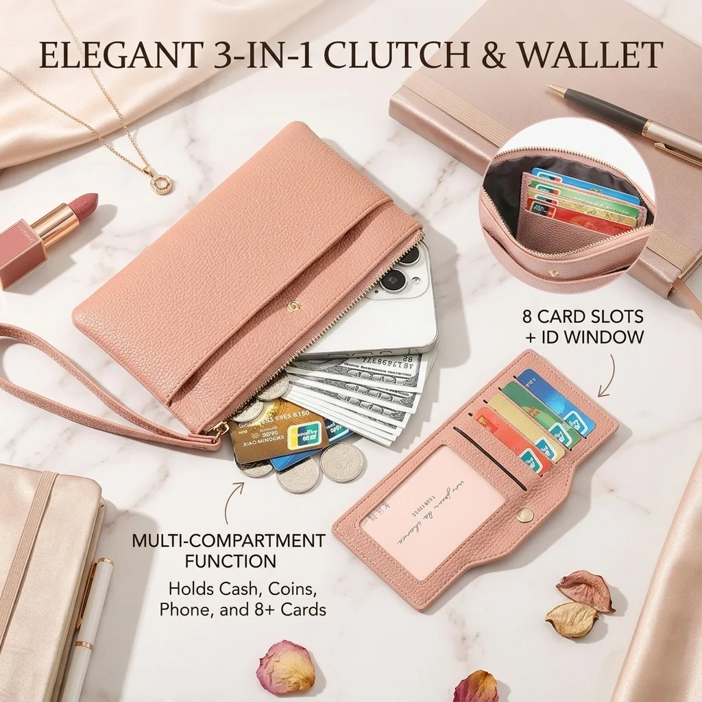

Slim Women's PU Leather Wallet Fashion Short Style Multi-Card Holder Coin Purse Small Zipper Wallet Solid Color