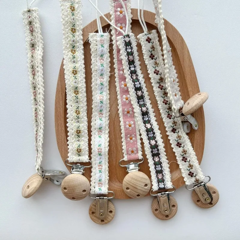 Lace Pacifier Clip Chain for Newborn Anti-Lost Pacifier Holder Embroidery Gift Baby Products - view 2