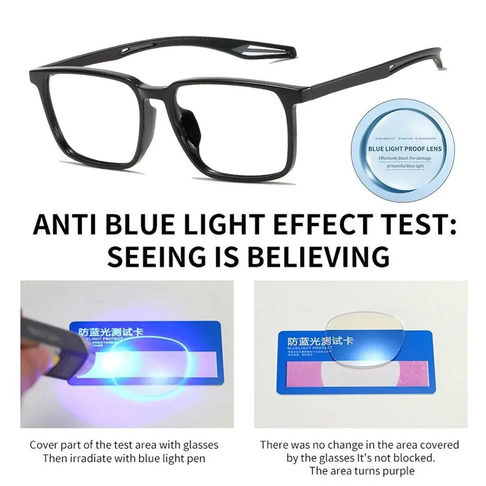 Eye Protection Anti-Blue Light Reading Glasses TR90 Blue Ray Blocking Square Eyeglasses Sports Ultralight Hyperopia Glasses