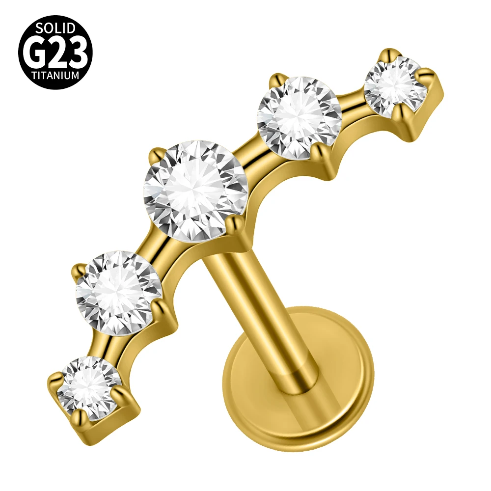 G23 Titanium Clear CZ Gem Labret & Lip Stud