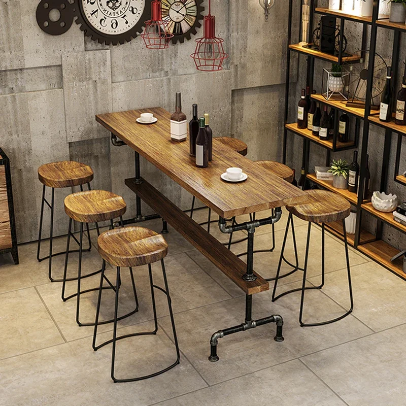 Mesa de Bar alta de estilo Industrial Vintage para restaurante, losa de madera maciza para exteriores, último diseño, 2022