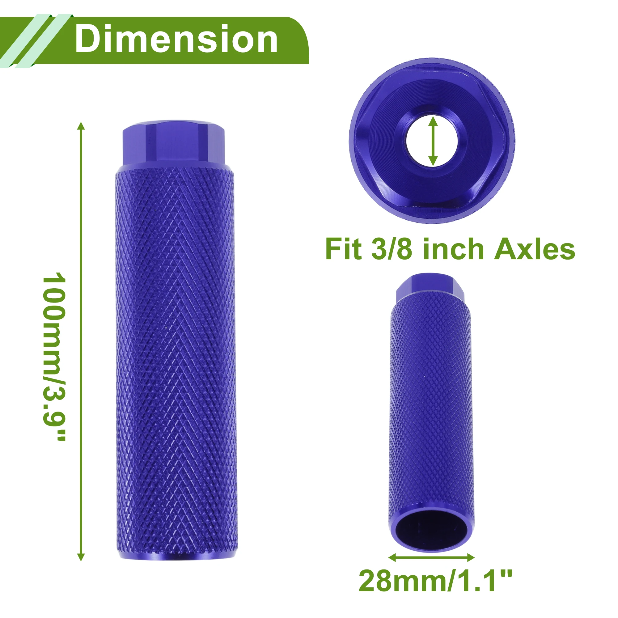 

X Autohaux 4 шт. противоскользящие велосипедные подножки длиной 100 мм, подставки для задних сидений велосипеда, велосипедные подножки, оси 3/8 дюйма, черный, синий