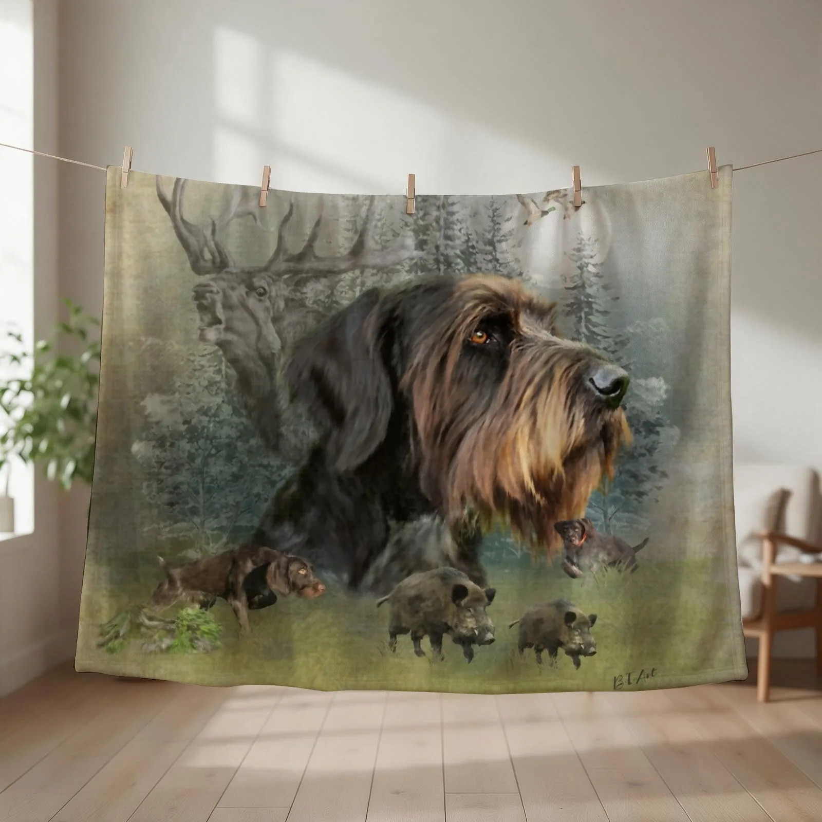 German Wirehaired Pointer, Boar Hunting Throw Blanket anime Thermal Hairy christmas decoration Blankets