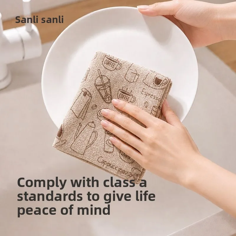 Antibacterial Tearable Kitchen Cleaning Cloth Double-sided Fleece Absorbent Oil Resistant Dish Towel Reusable Household Wipes