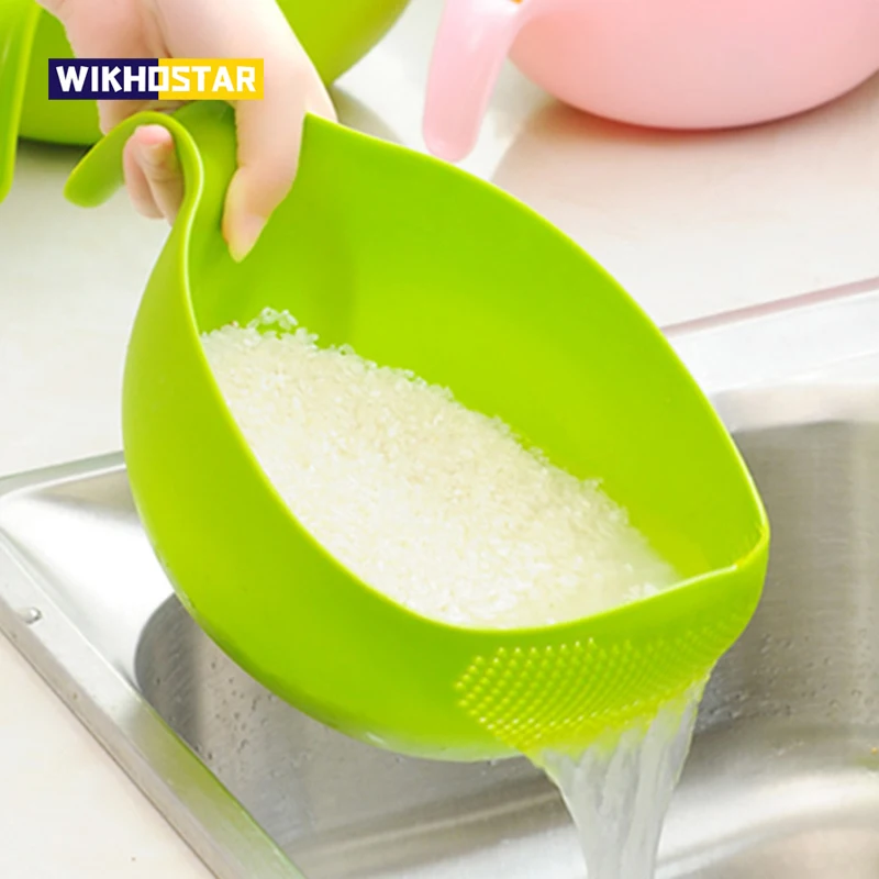 Wikhar-escurridor de arroz para cocina, cesta de drenaje con asa para lavado de frutas y verduras, escurridor de cuencos de frutas, utensilios de cocina