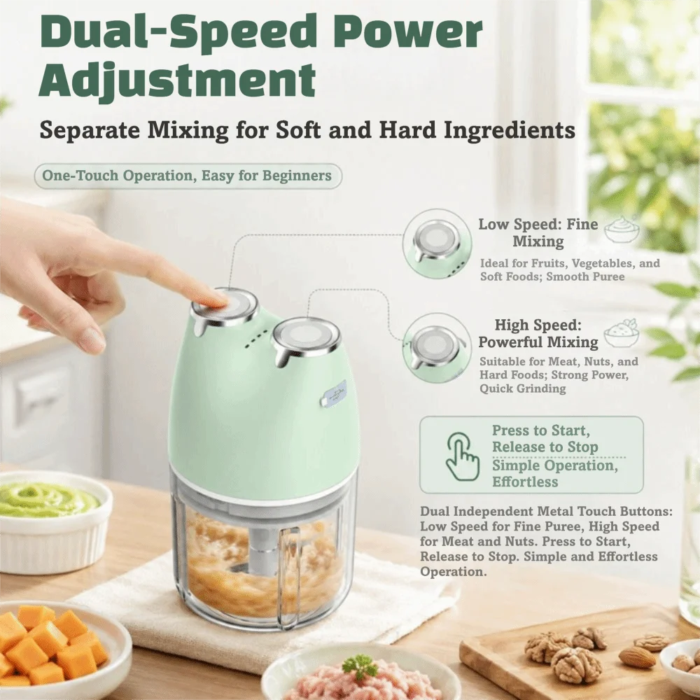 USB Rechargeable Garlic Chopper Cordless Wireless Electric Garlic Mincer Multi-Function 300ml Capacity Food Processor view 2