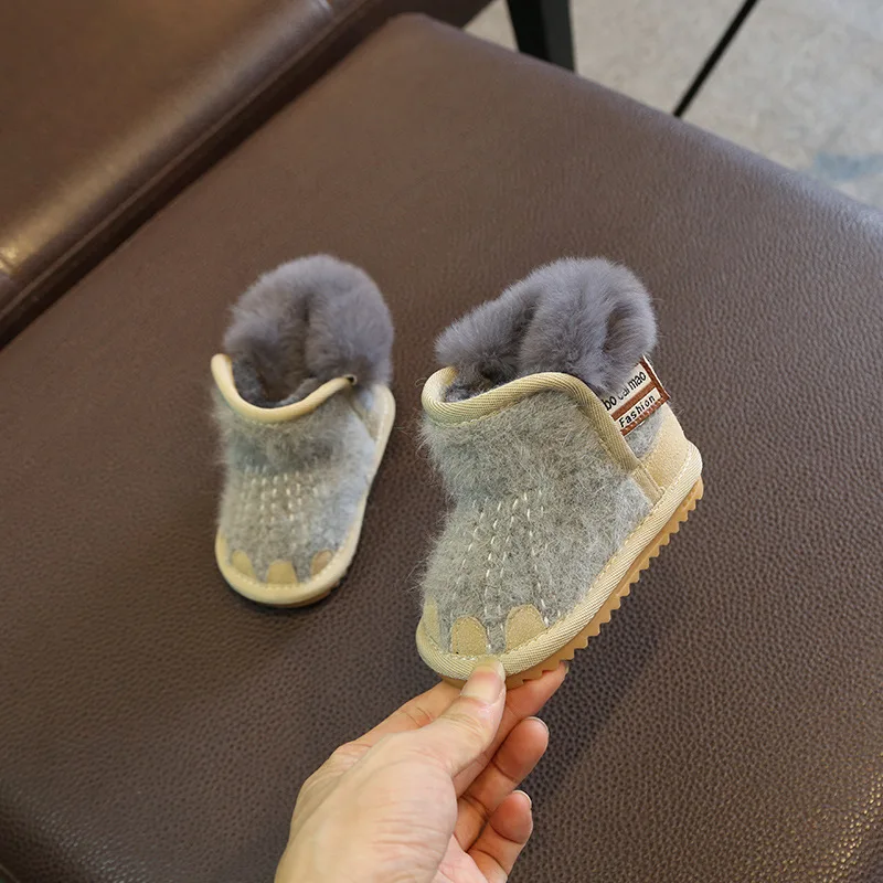 الشتاء طفل الفتيات أحذية الثلوج مختلط الألوان الدافئة بطانة أفخم حذاء من الجلد للأطفال الصغار أزياء الأطفال الأحذية القطنية #3
