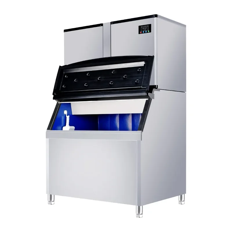 For 1000 kg large commercial ice machine square ice large capacity automatic split milk tea shop ice cube machine air-cooled