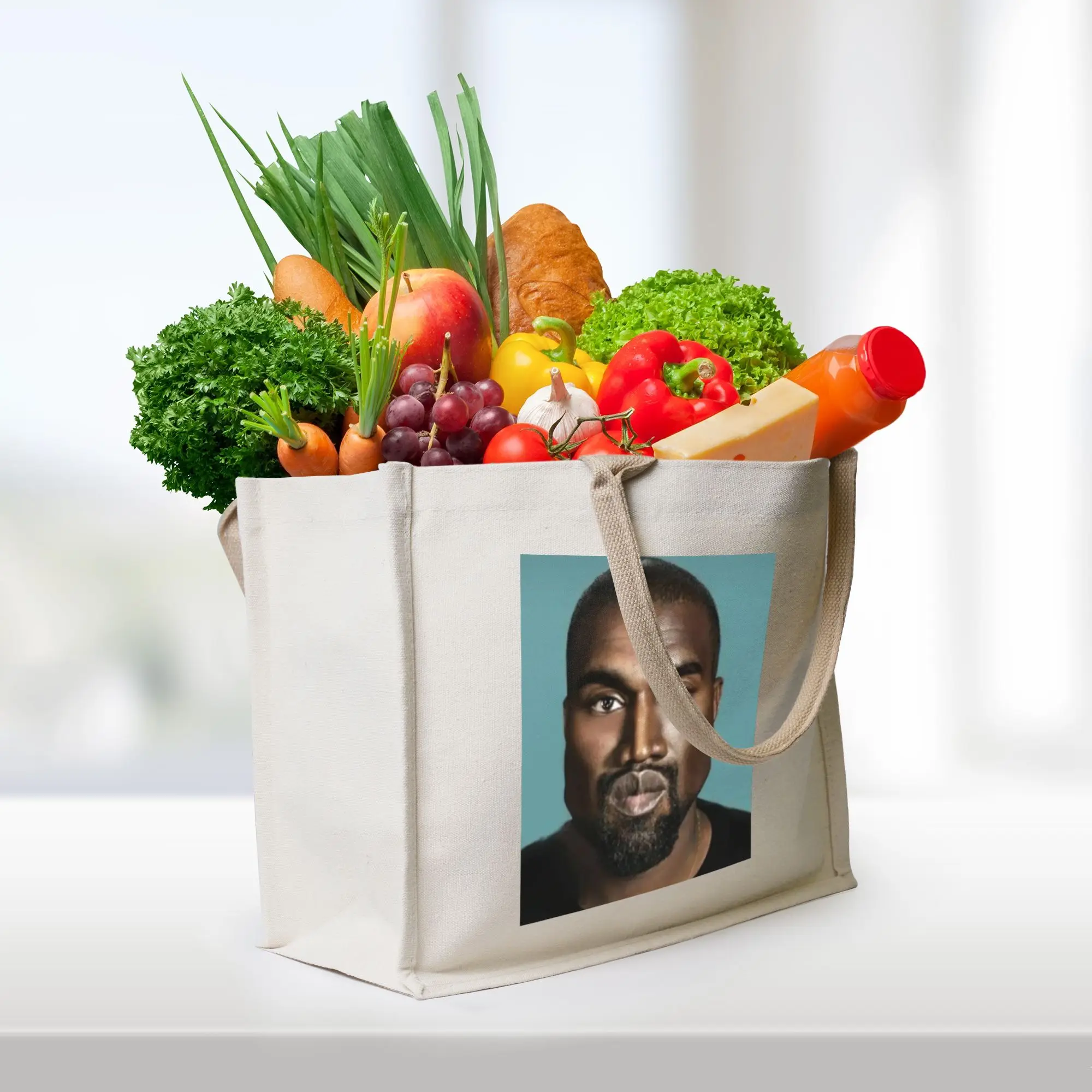 

Забавные сумки для покупок с изображением Канье Уэста, холщовая сумка-тоут, женская сумка-тоут на плечо, дорожная сумка