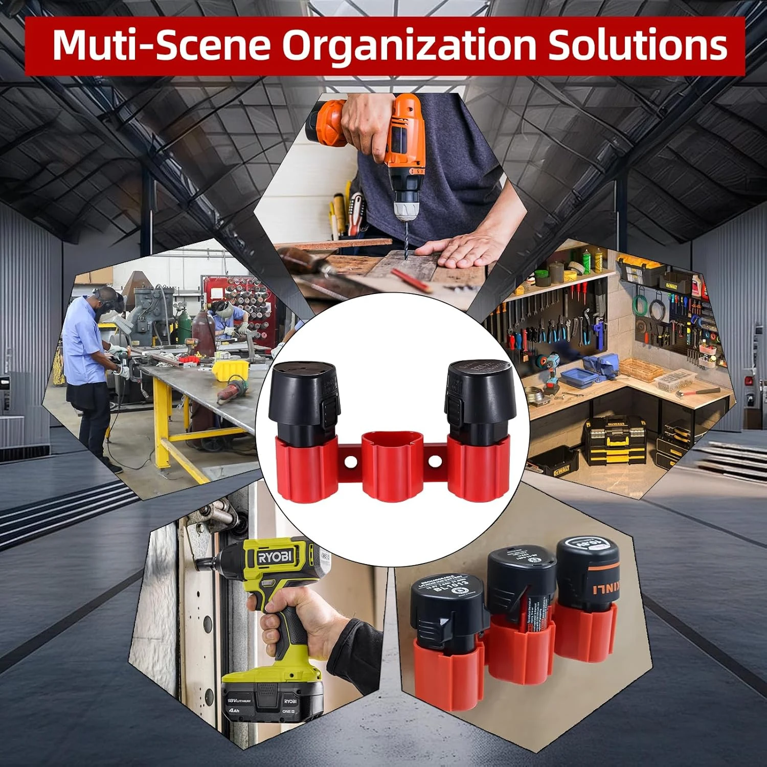 Wall Mount ABS Battery Storage Holder Fit for Milwaukee 10.8V 12V Power Tool Battery Rack