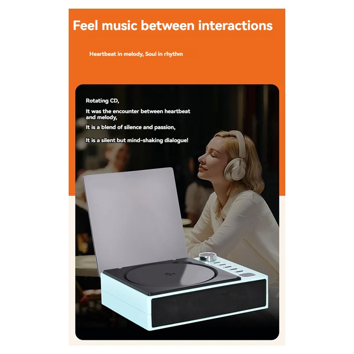 مشغل أقراص مضغوطة محمول من POP-l مزود بتقنية البلوتوث ومخرج بصري رقمي ومشغل صوت عشاق الصوت مدمج ببطارية عالية السعة 2000 مللي أمبير في الساعة