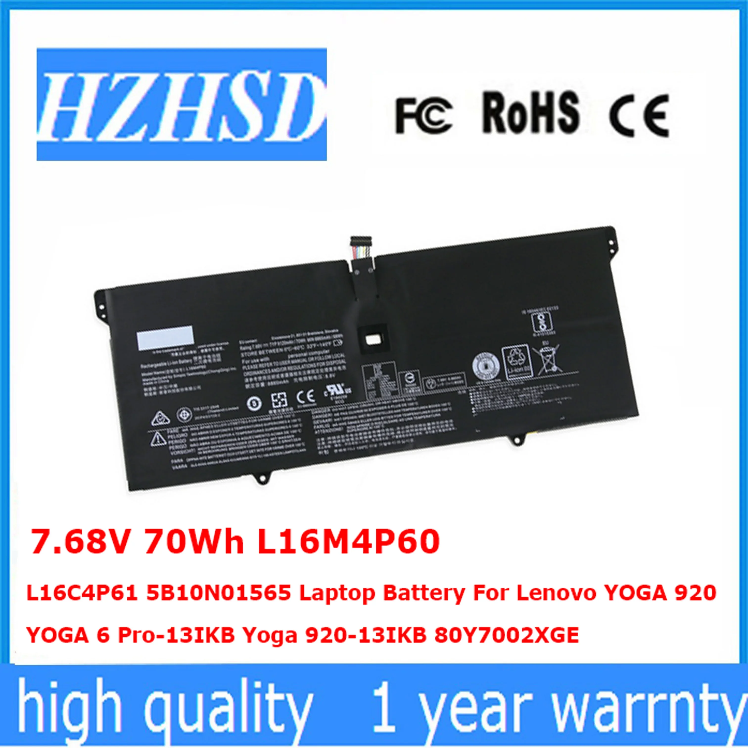 7.68V 70Wh L16M4P60 L16C4P61 5B10N01565 Laptop Battery For Lenovo YOGA 920 YOGA 6 Pro-13IKB Yoga 920-13IKB 80Y7002XGE