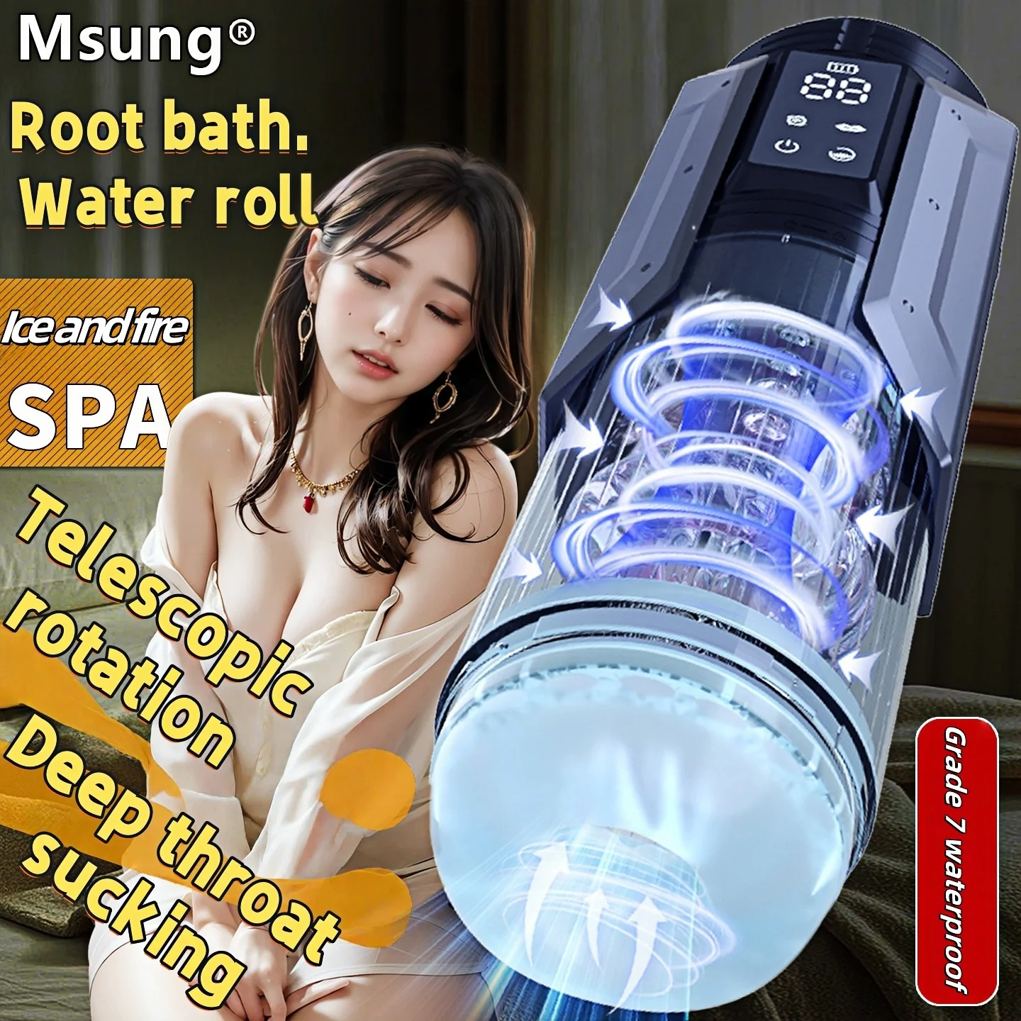 IPX7 LED التلقائي ذكر الاستمناء كأس 7 مص الدورية لعق الصدر وسائط جيب كس الضارب اللسان الجنس لعب للرجال