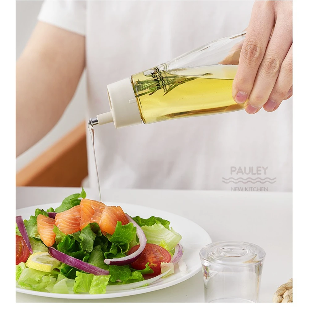Glass Condiment Bottles with Dustproof Lids, Stainless Steel Nozzle for Oil, Vinegar, Soy Sauce, Ideal for Kitchen Dinner Hotel