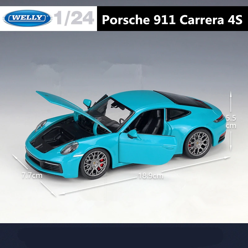 Welly 1:24 Porsche 911 Carrera 4S Alloy Sports Car Model Diecasts & Toy Metal Vehicles Car Model Simulation Collection Kids Gift