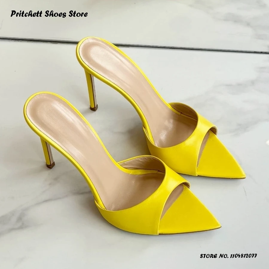 

Sexy Women's 12cm High Stiletto Heels Summer Outdoor Fashion Pull On Modern Slippers Sweet Pointed Open Toe Thin Heels Mules