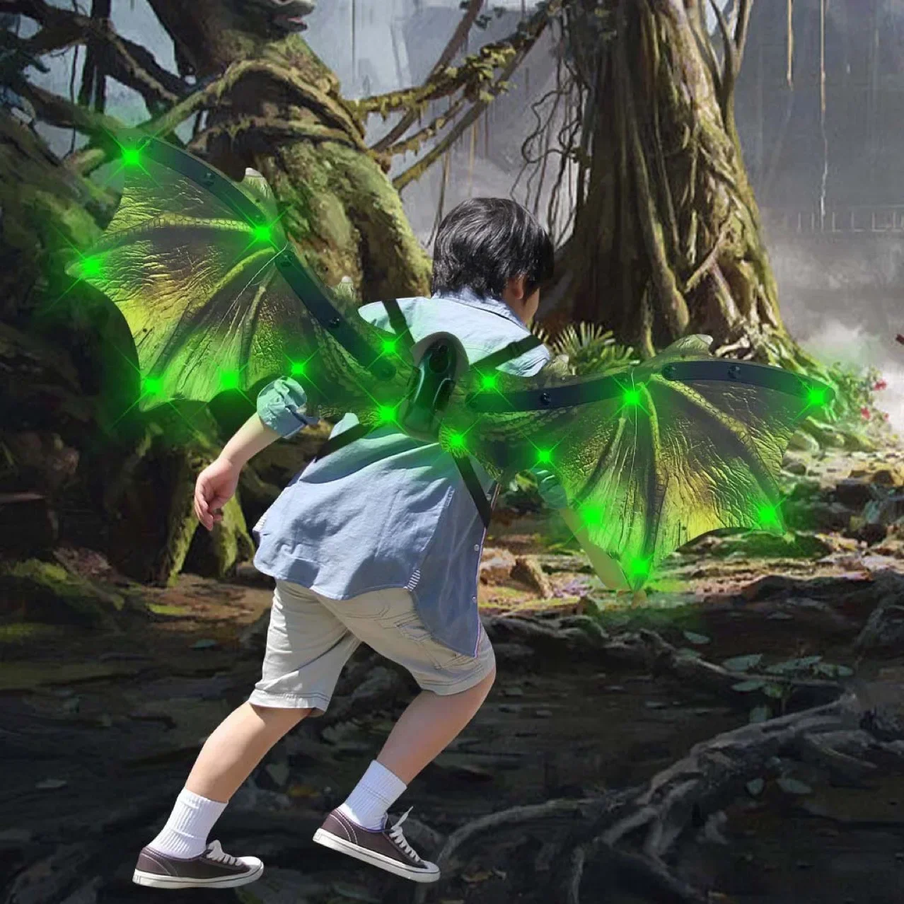 Ensemble d'ailes d'ange lumineuses clignotantes, accessoires de Costume pour enfants, ailes de papillon, bandeau et baguette, tenues de jeu de rôle pour Halloween