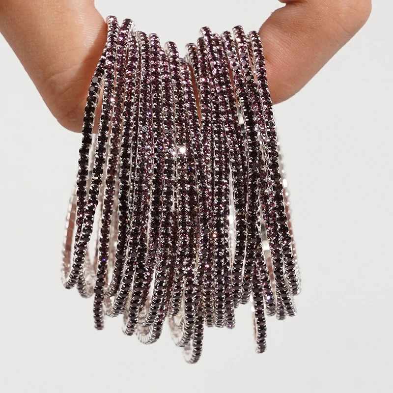 5 Stück modische elastische Armbänder mit Kristall-Strass für Damen, dehnbare, stapelbare Armbänder, klassisches Armband, täglicher Damenschmuck – Detail 30
