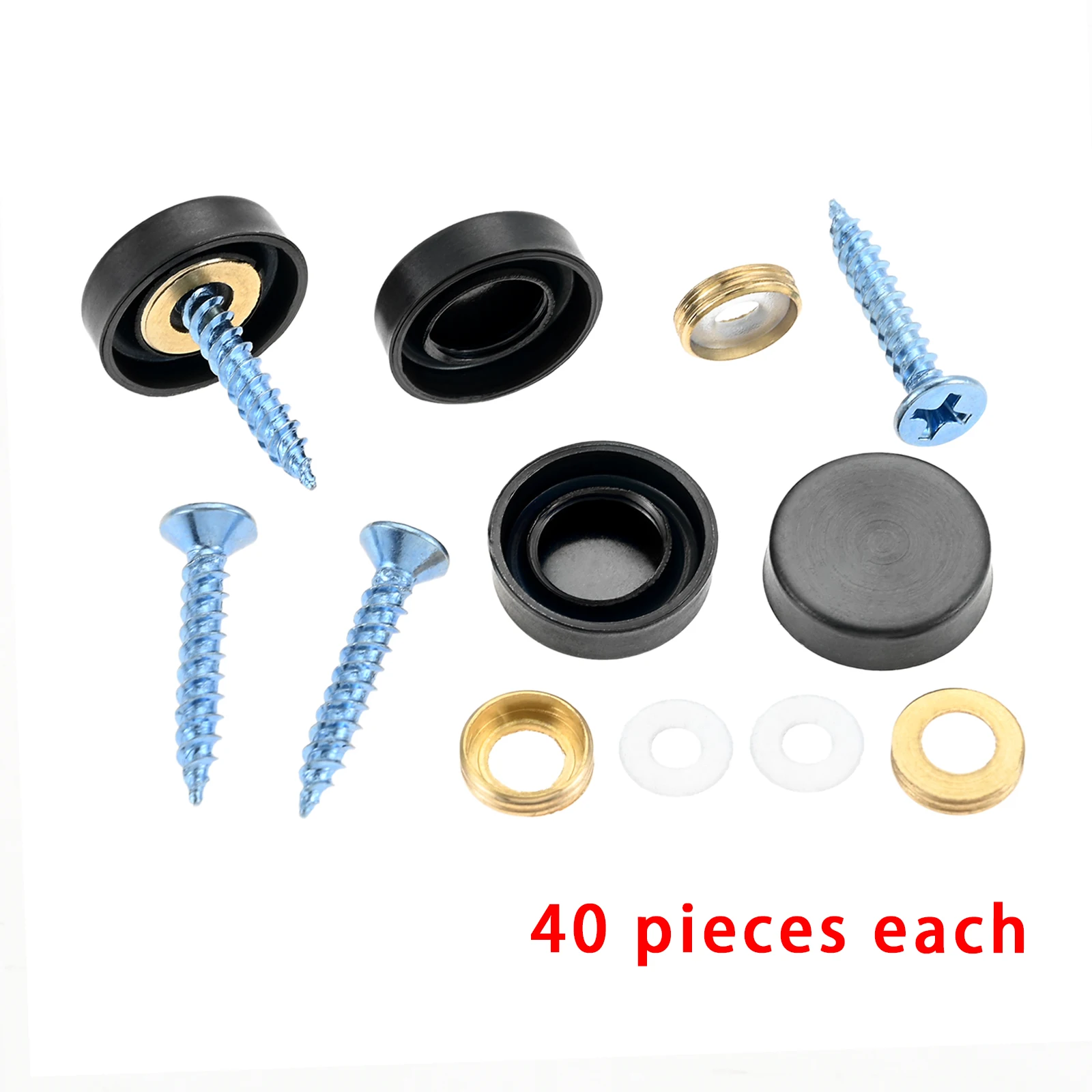 40Sets 16mm 304 Stainless Steel Thicken Mirror Nails With Decorative Caps Covers Mirror Screws Black Suitable For Indoor Outdoor