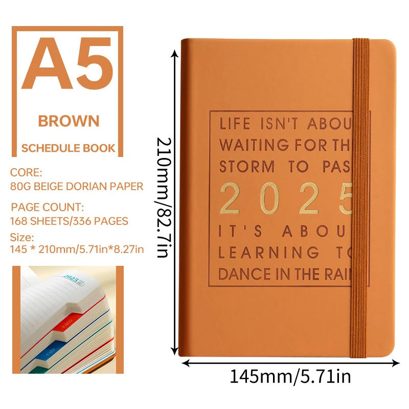 High-quality 2025 Planner Notebook Portable Monthly Calendar Diary Schedule Office School Supplies Students Stationery Gifts