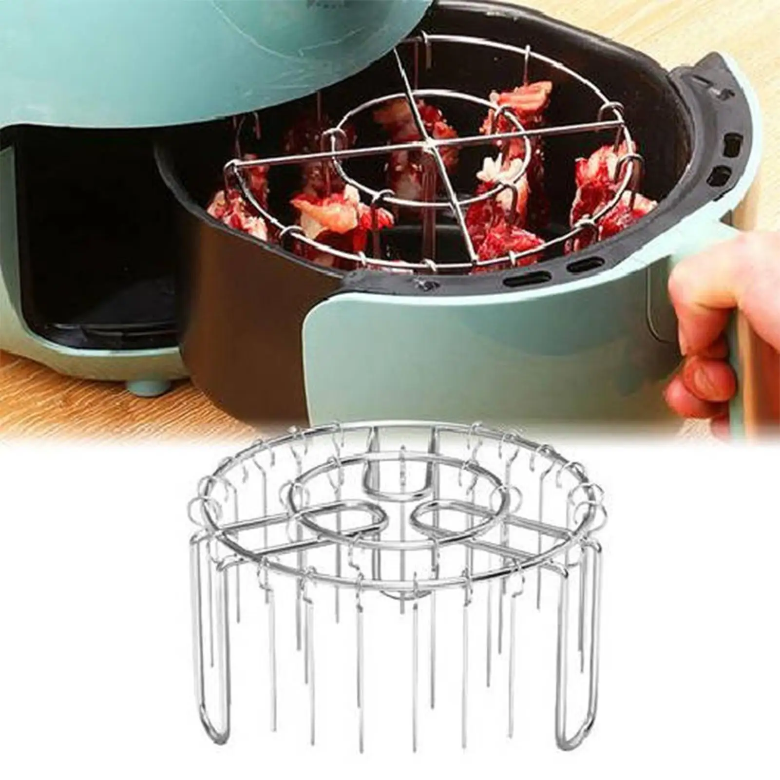 49-Hole Stainless Steel Air Fryer Skewer Rack, Heat Resistant Vertical Holder Stand for Kitchen, Campfire BBQ Meat & Vegetables