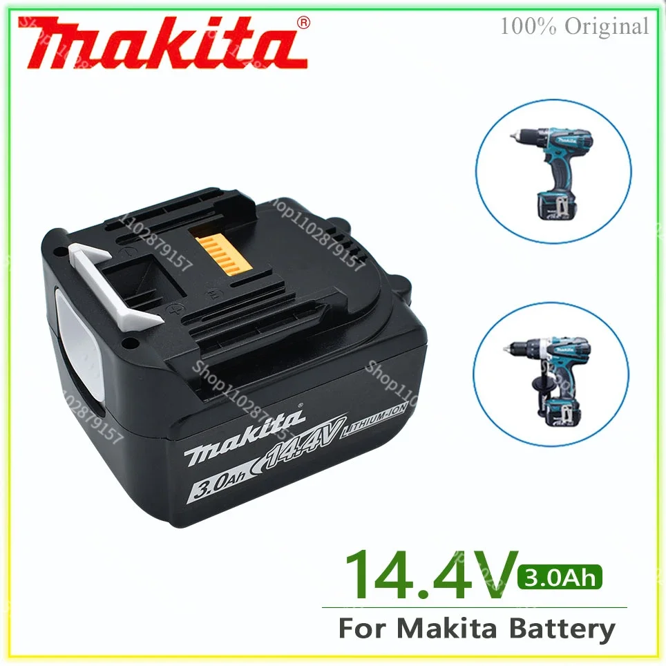 

100% Original Makita 14.4V 3000mAh Rechargeable Li-ion Battery For 14V Power Tools 3.0Ah Batteries BL1460 BL1430 1415 194066-1