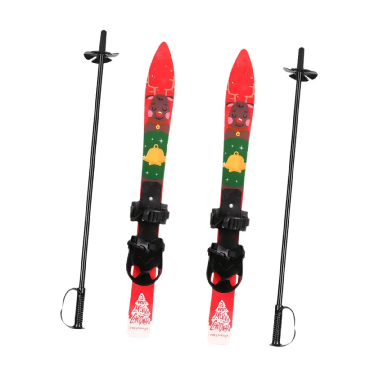 Snowblades Snow Short Skis with Ski Poles with Universal Bindings Kids Ice