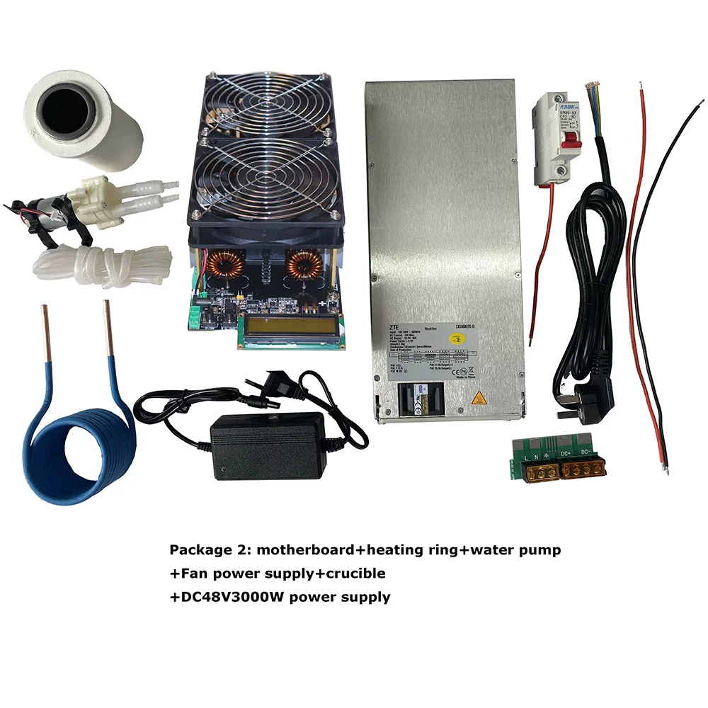 2500W 55A High Frequency Induction Heater Module Flyback Driver Heater Good Heat Dissipation + Coil +pump +power Adapter