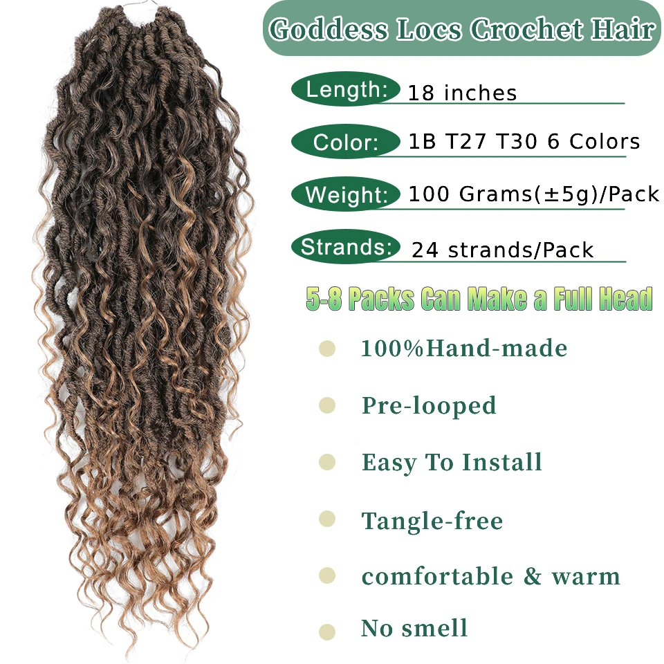 18 Zoll Faux Göttin Locs Flechten Haar verlängerung synthetische Häkel borten Haar Dread lock Mèche Faux Locs Häkeln Zöpfe Haar