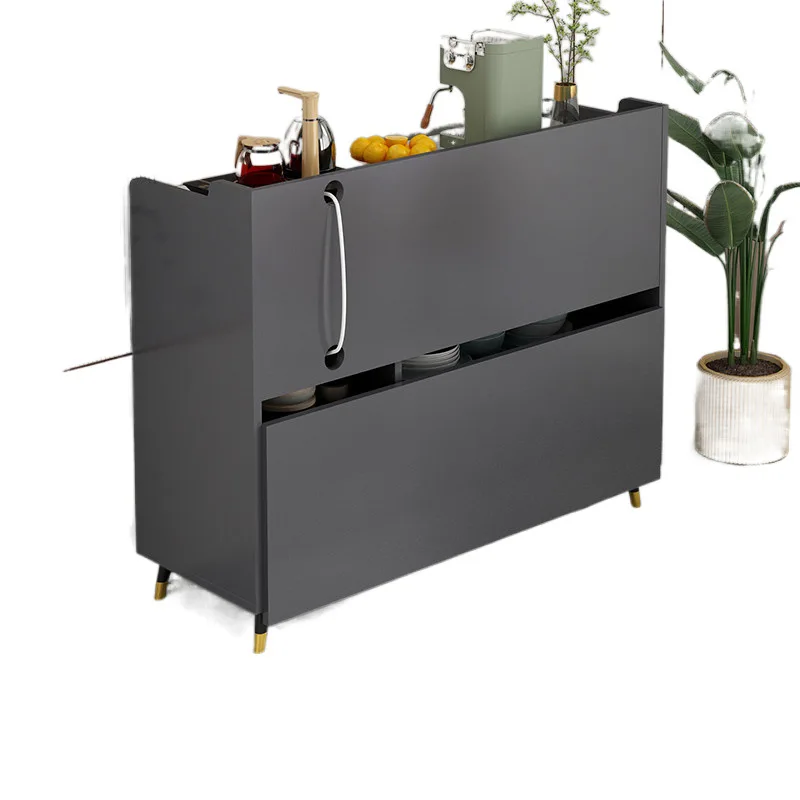 

Rock slab dining side cabinet Modern tea Light luxury locker Solid wood kitchen Living room integrated rely on