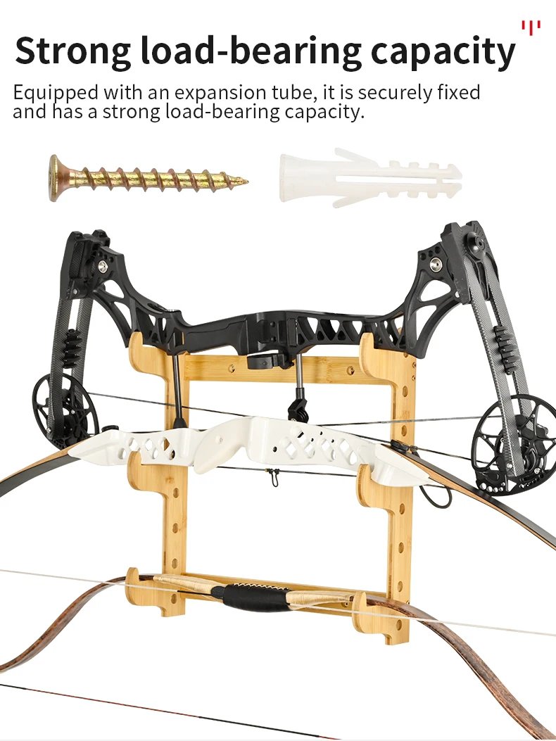 Bogenhalter aus Holz zur Wandmontage, Pfeilaufbewahrungshalter für Recurve Takedown Longbow, Bogenschießzubehör – Detail 7