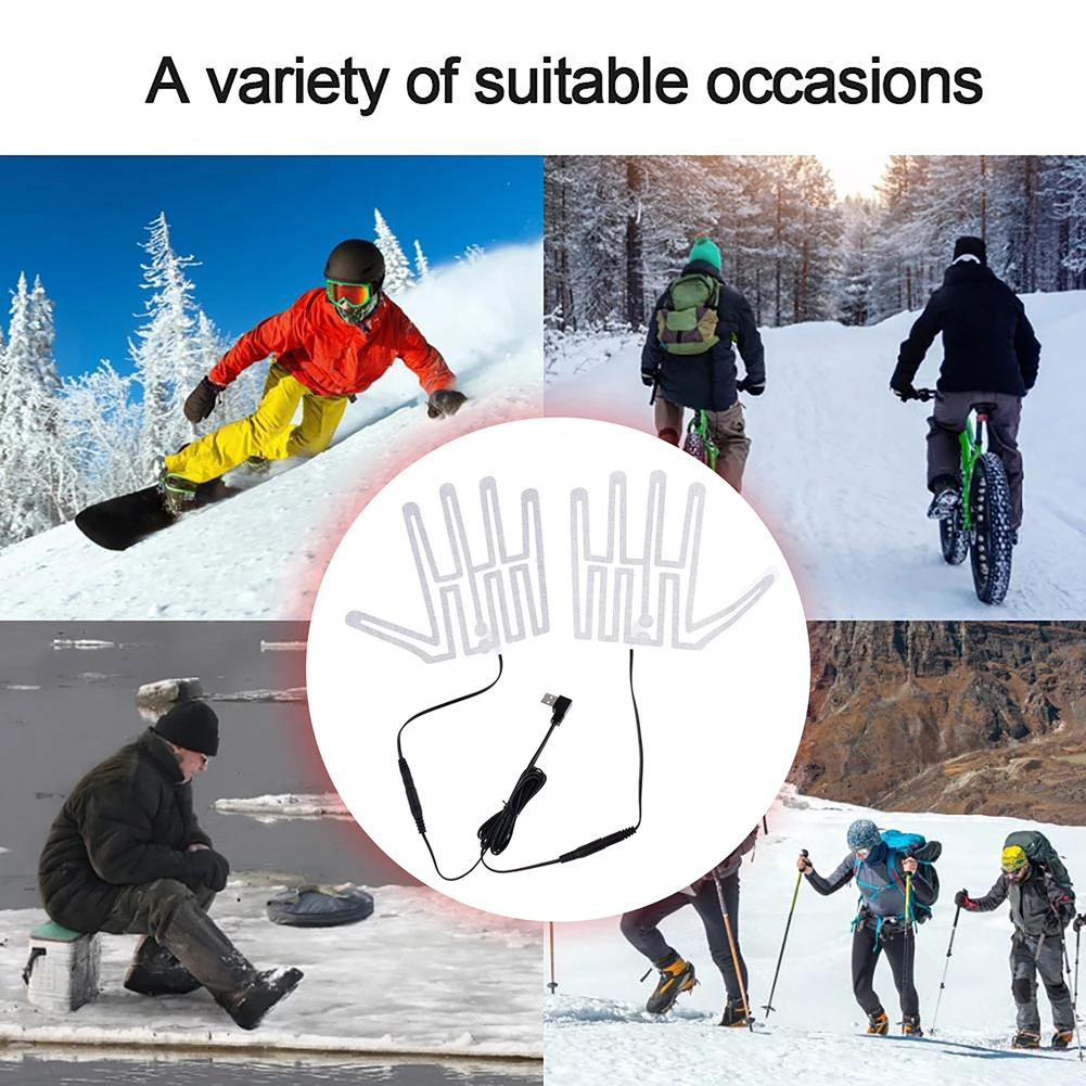 

1 Pair Clothes Heating Pad Carbon Fiber 5V Electric Heating Film Thermal Insulation for Outdoor Skiing