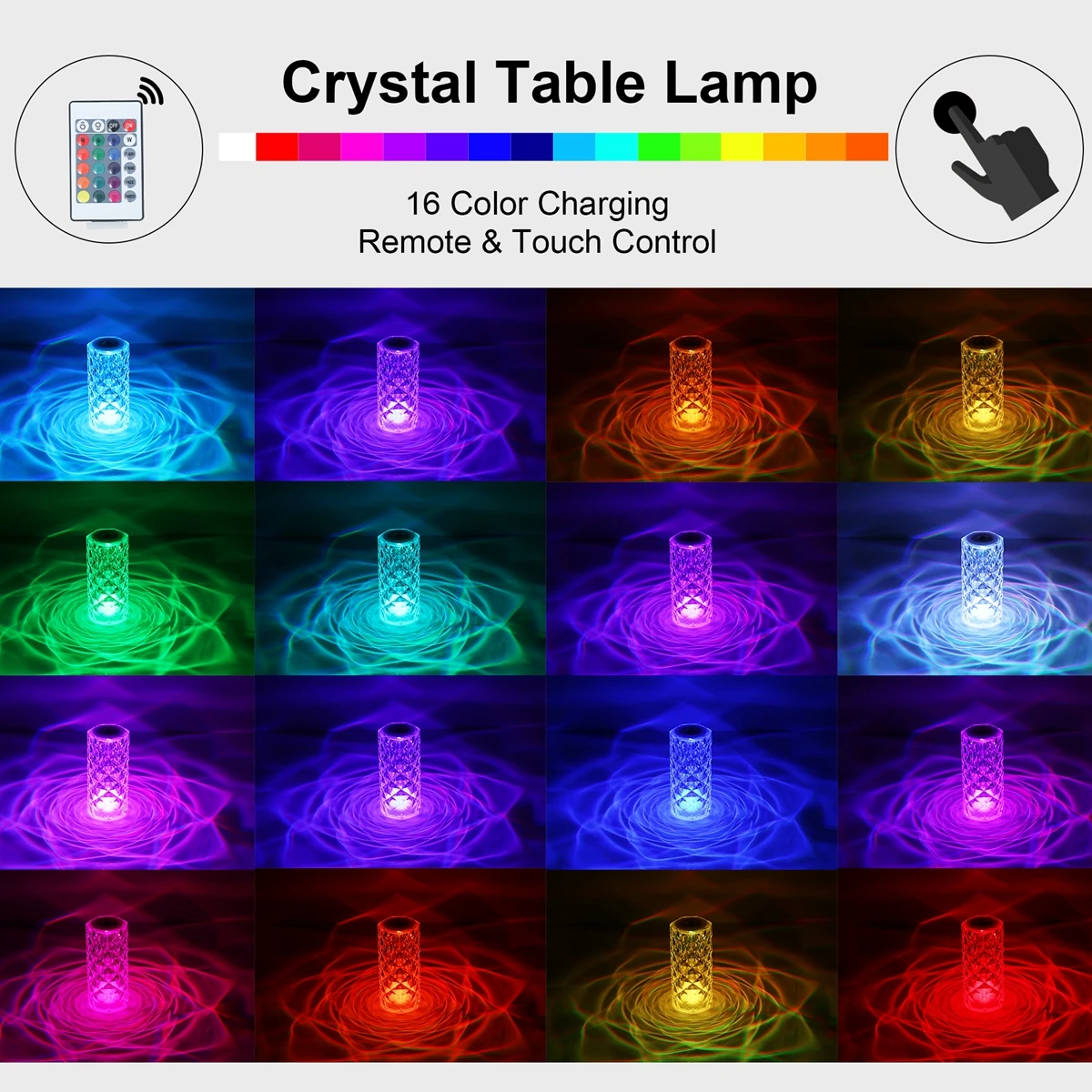 Crystal Table Lamp LED Night Light Touch Adjustable Romantic Diamond Atmosphere Room Christmas Decoration Project Light