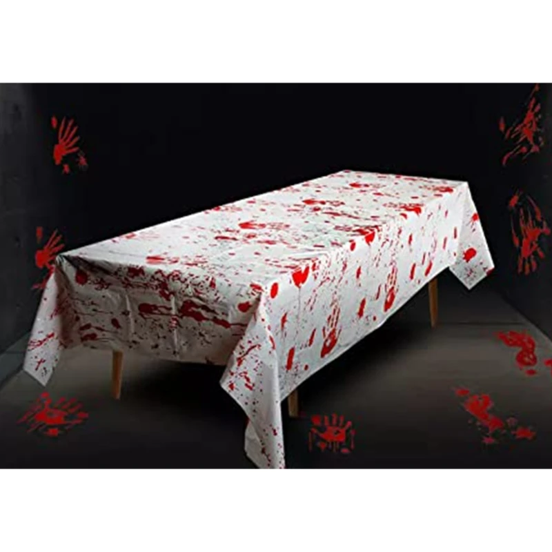 Halloween Bloody Tablecloth Tablecover Disposable Bloody Horrible Table Cover Halloween Tablecloth Scary Tablecloths